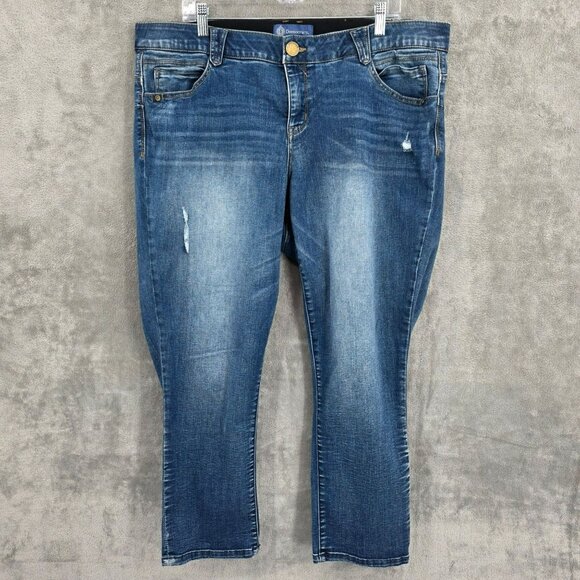 Democracy Absolution Mid Rise Jeans 20W Distress Detail Ankle Skimmer Plus Size - Picture 14 of 14